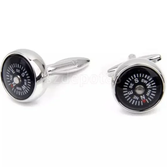 French Shirt Real Working Compass Cuff Links